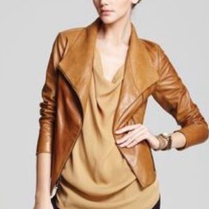 Vince scuba leather jacket classic camel XS EUC